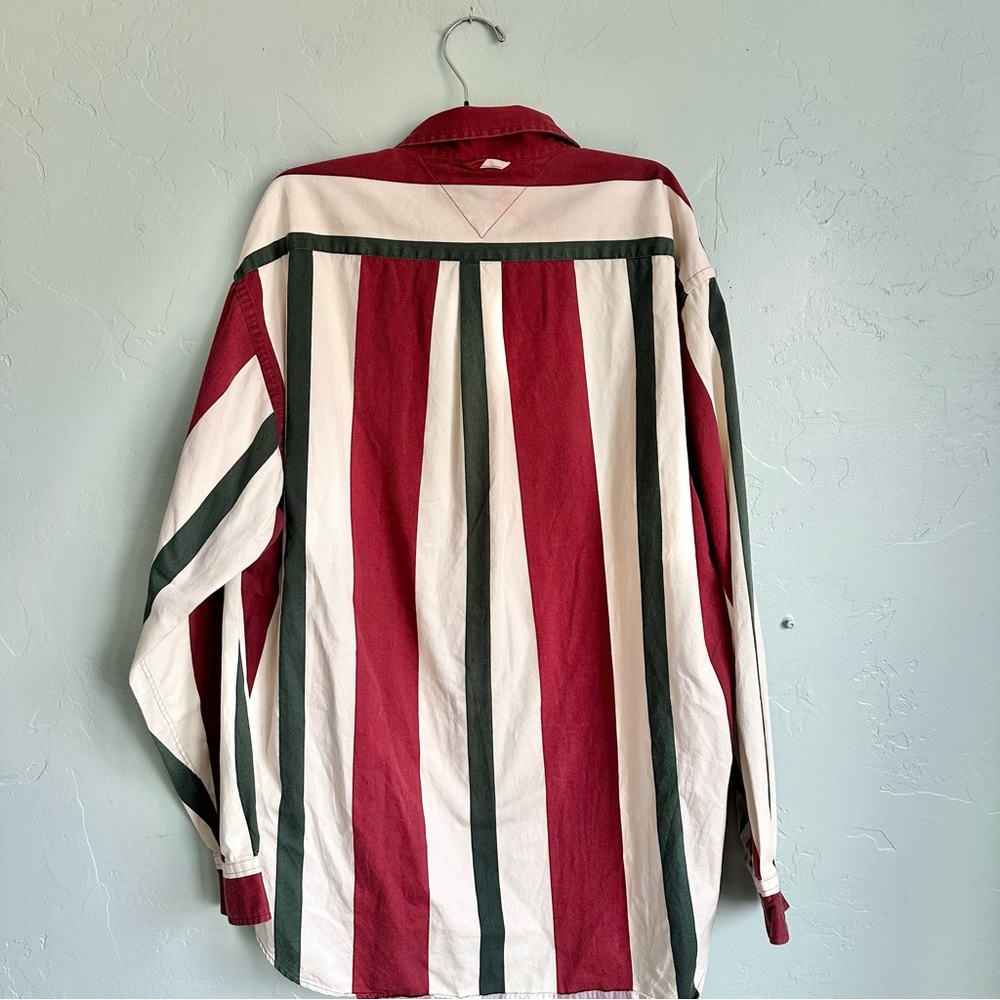Tommy Hilfiger Men Vintage 90’s‎ Preppy Vertical Striped Button Down Shirt Large - Picture 4 of 7